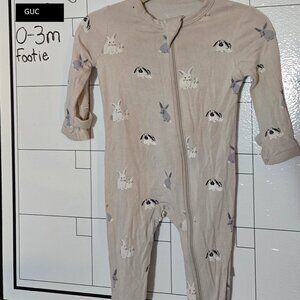 Kyte Baby Natural Easter Bunny Zippered Footie 0-3 Months